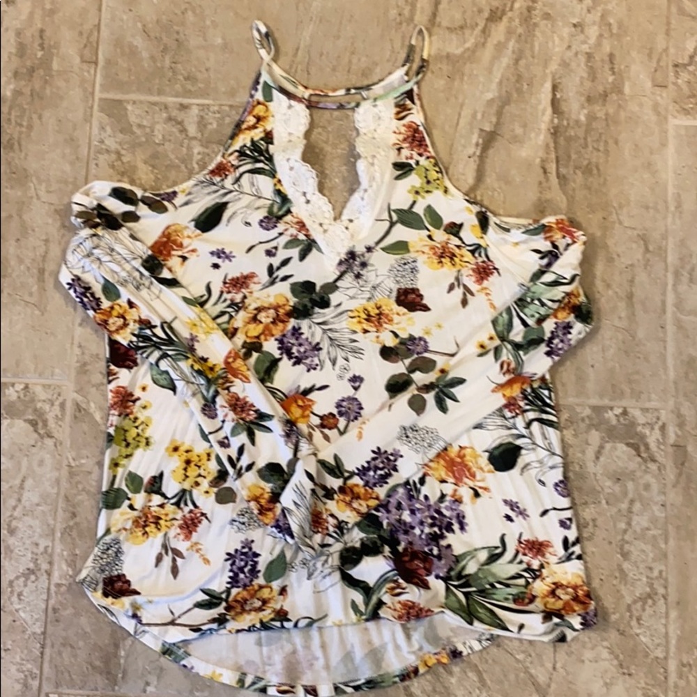 Buckle Cold Shoulder Long Sleeve Shirt